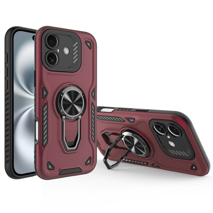 For iPhone 16 Metal Rotating Bracket TPU + PC Magnetic Phone Case