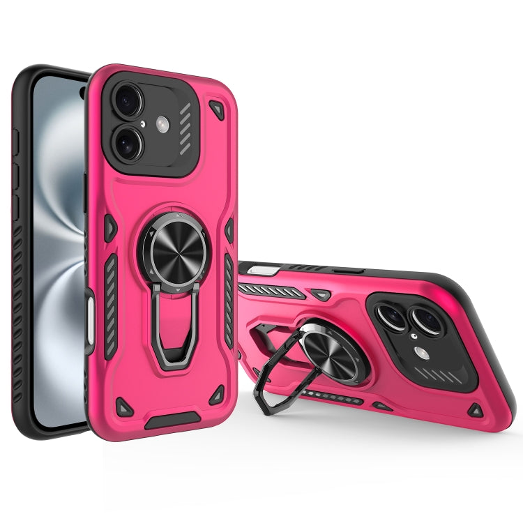 For iPhone 16 Metal Rotating Bracket TPU + PC Magnetic Phone Case