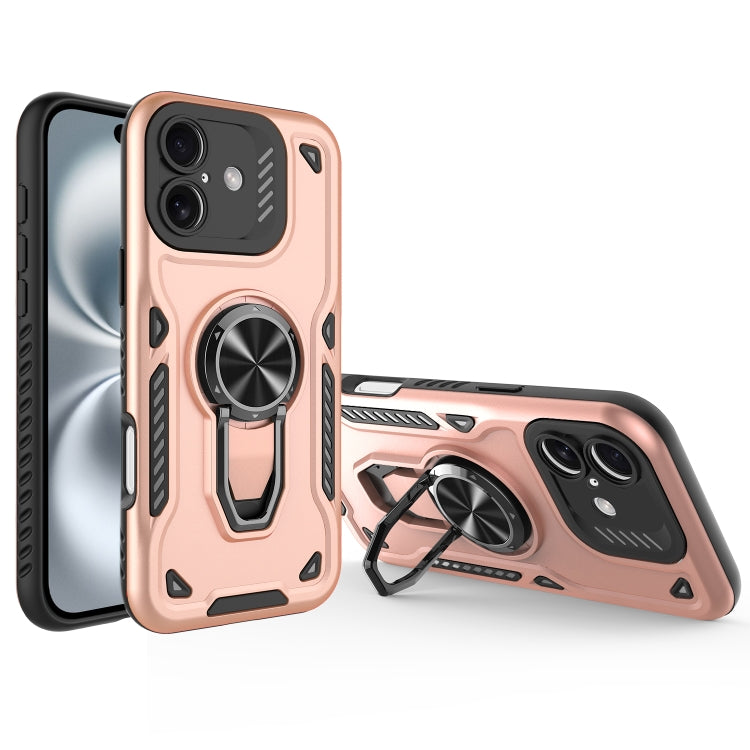 For iPhone 16 Metal Rotating Bracket TPU + PC Magnetic Phone Case