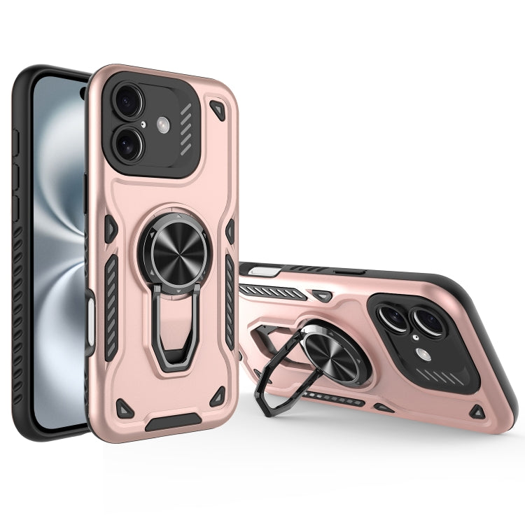 For iPhone 16 Metal Rotating Bracket TPU + PC Magnetic Phone Case