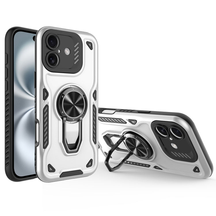 For iPhone 16 Metal Rotating Bracket TPU + PC Magnetic Phone Case