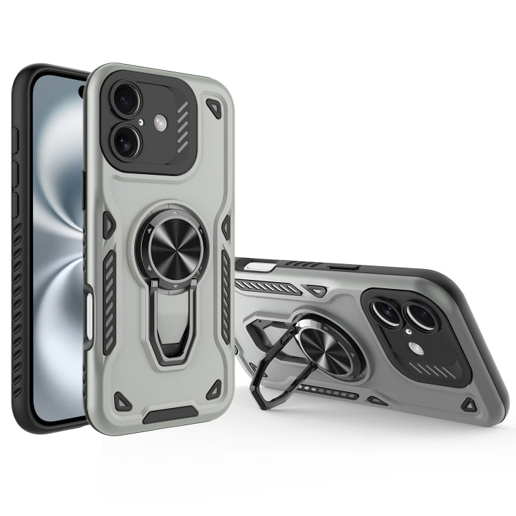 For iPhone 16 Metal Rotating Bracket TPU + PC Magnetic Phone Case