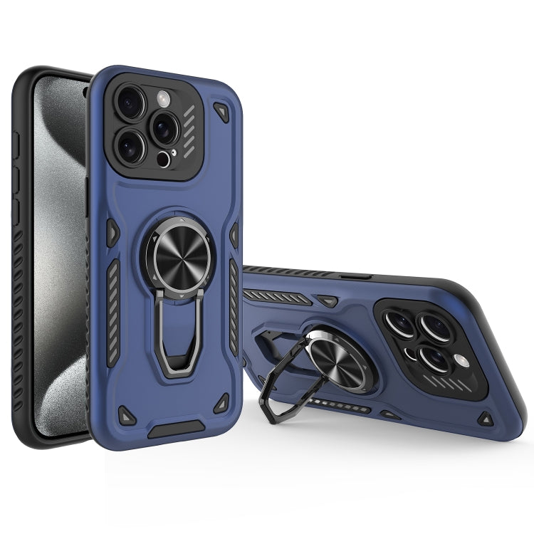 For iPhone 15 Pro Max Metal Rotating Bracket TPU + PC Magnetic Phone Case
