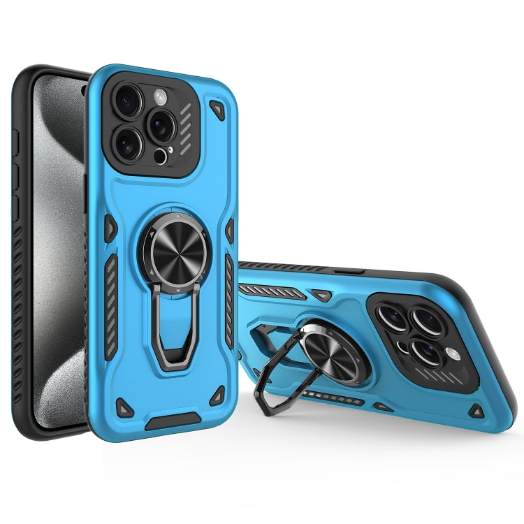 For iPhone 15 Pro Max Metal Rotating Bracket TPU + PC Magnetic Phone Case