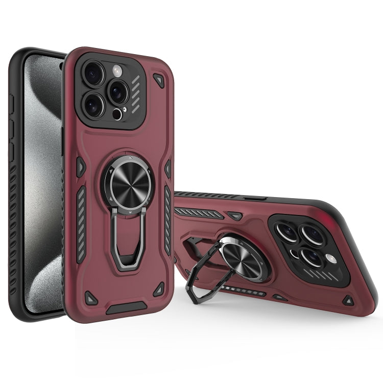 For iPhone 15 Pro Max Metal Rotating Bracket TPU + PC Magnetic Phone Case