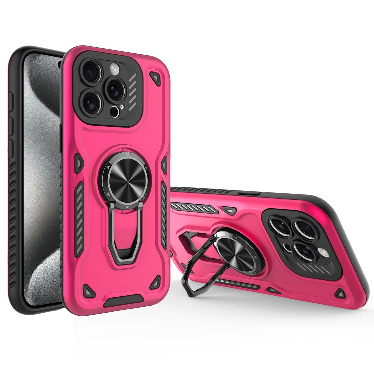 For iPhone 15 Pro Max Metal Rotating Bracket TPU + PC Magnetic Phone Case