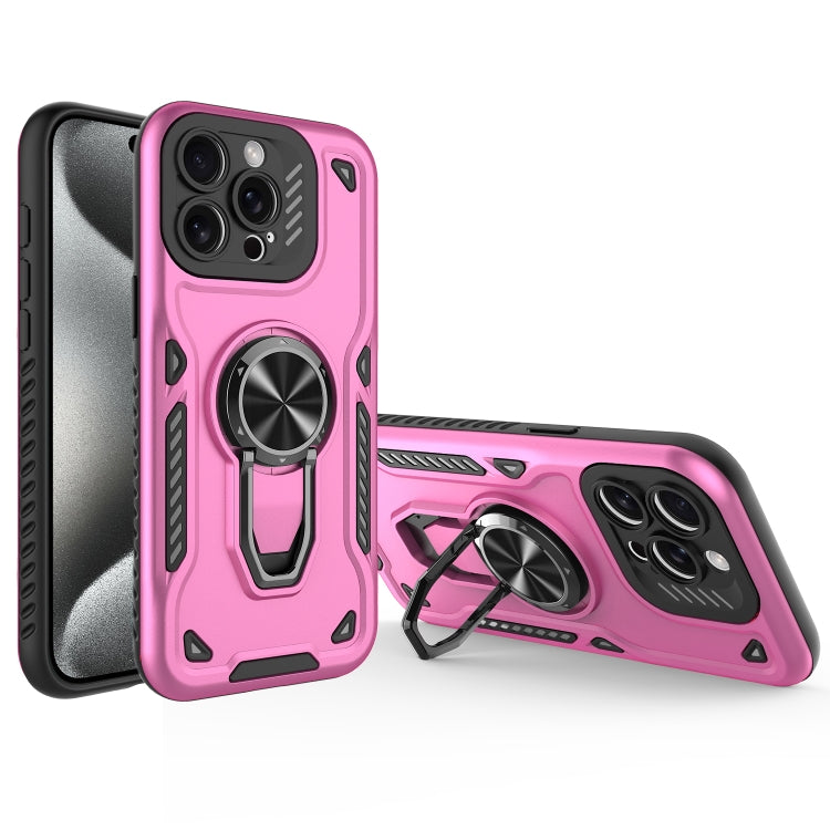 For iPhone 15 Pro Max Metal Rotating Bracket TPU + PC Magnetic Phone Case