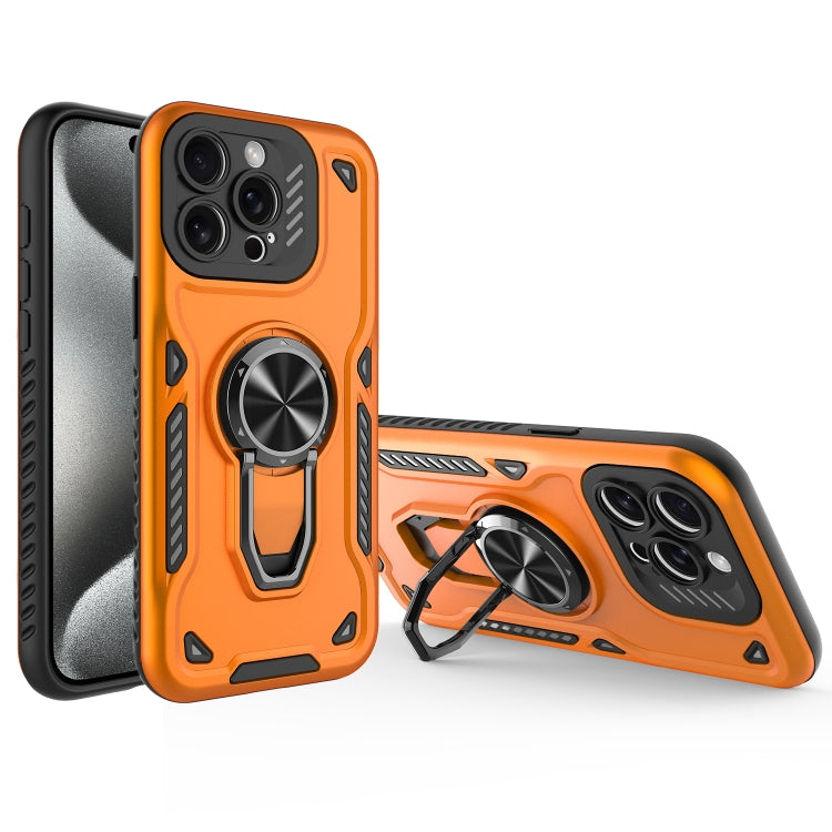 For iPhone 15 Pro Max Metal Rotating Bracket TPU + PC Magnetic Phone Case