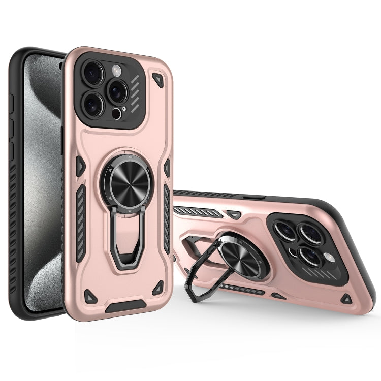 For iPhone 15 Pro Max Metal Rotating Bracket TPU + PC Magnetic Phone Case