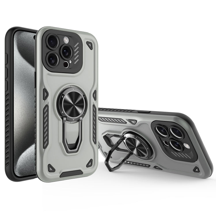 For iPhone 15 Pro Max Metal Rotating Bracket TPU + PC Magnetic Phone Case