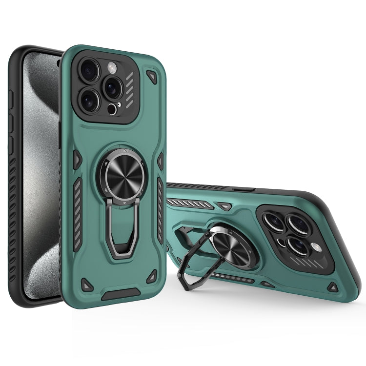 For iPhone 15 Pro Metal Rotating Bracket TPU + PC Magnetic Phone Case