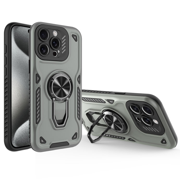 For iPhone 15 Pro Metal Rotating Bracket TPU + PC Magnetic Phone Case