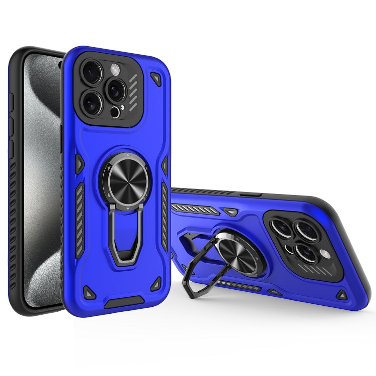 For iPhone 15 Pro Metal Rotating Bracket TPU + PC Magnetic Phone Case