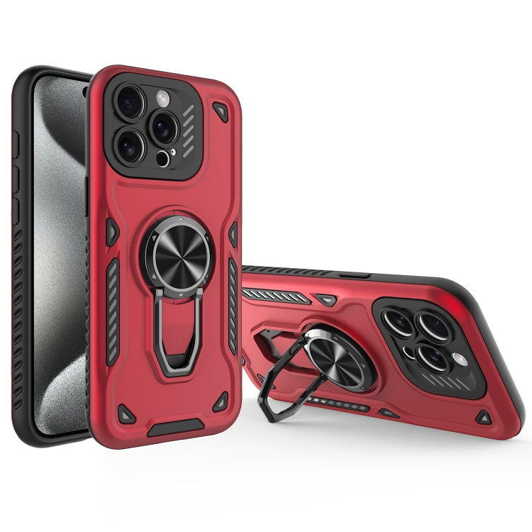 For iPhone 15 Pro Metal Rotating Bracket TPU + PC Magnetic Phone Case