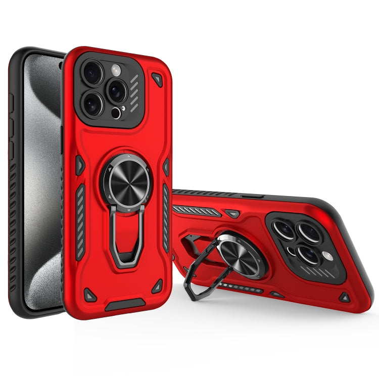 For iPhone 15 Pro Metal Rotating Bracket TPU + PC Magnetic Phone Case