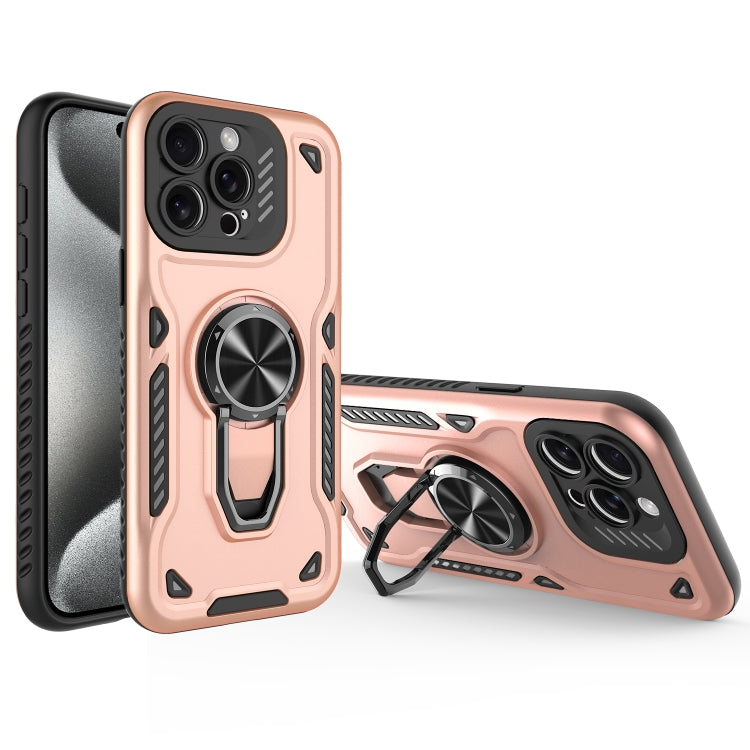 For iPhone 15 Pro Metal Rotating Bracket TPU + PC Magnetic Phone Case