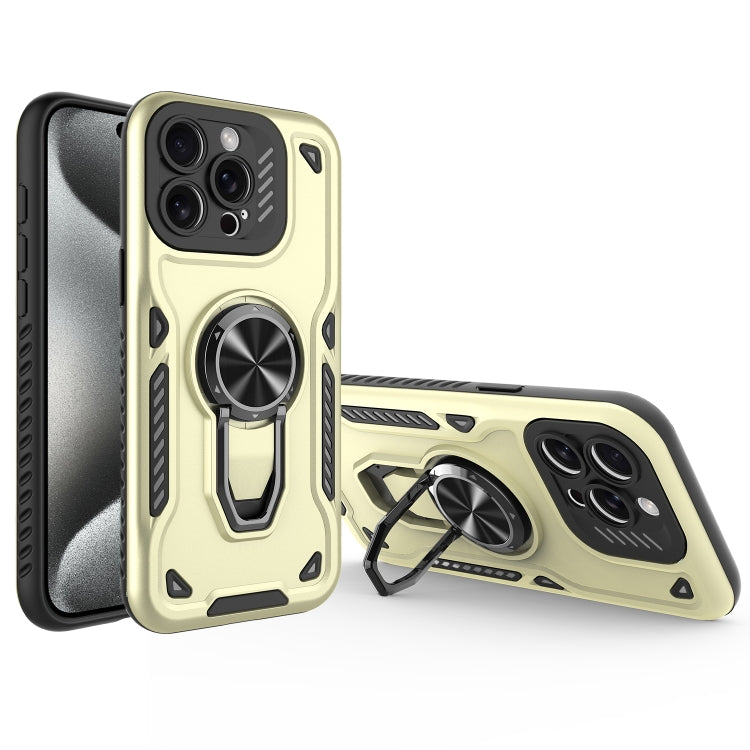 For iPhone 15 Pro Metal Rotating Bracket TPU + PC Magnetic Phone Case