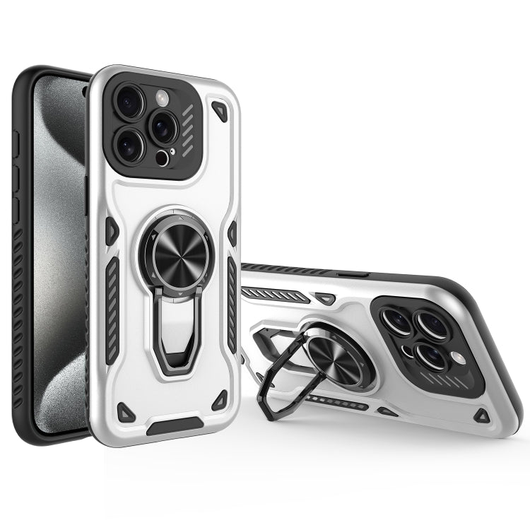 For iPhone 15 Pro Metal Rotating Bracket TPU + PC Magnetic Phone Case