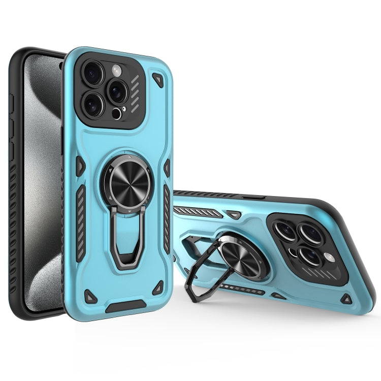 For iPhone 15 Pro Metal Rotating Bracket TPU + PC Magnetic Phone Case