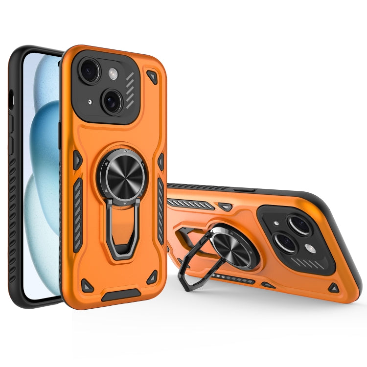 For iPhone 15 Plus Metal Rotating Bracket TPU + PC Magnetic Phone Case