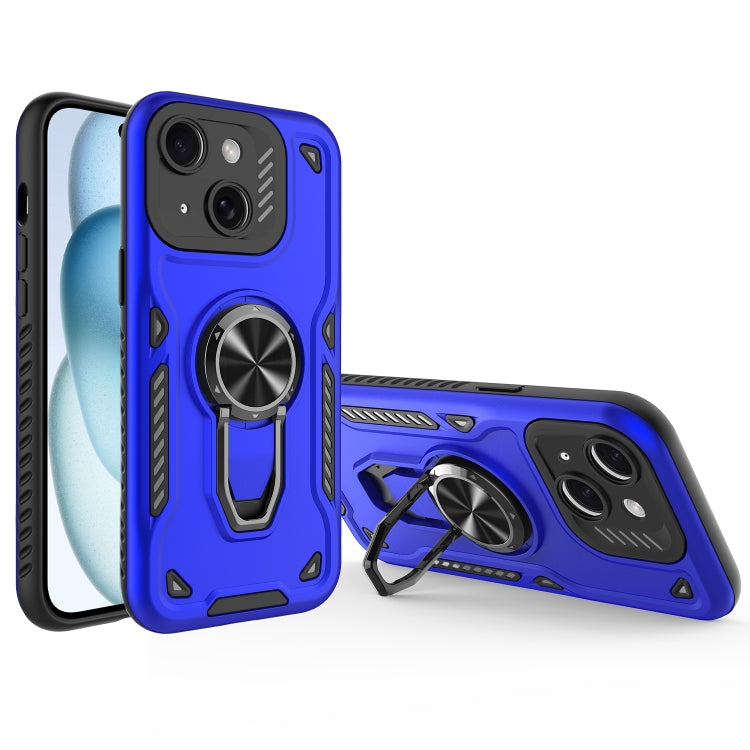 For iPhone 15 Metal Rotating Bracket TPU + PC Magnetic Phone Case