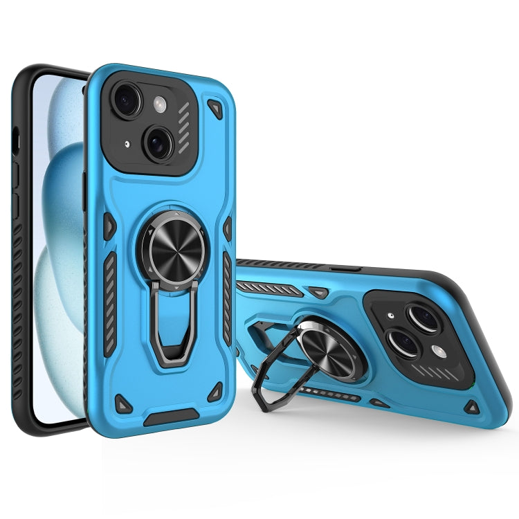For iPhone 15 Metal Rotating Bracket TPU + PC Magnetic Phone Case