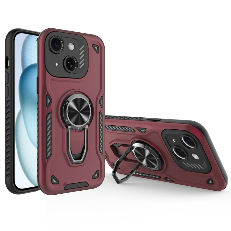 For iPhone 15 Metal Rotating Bracket TPU + PC Magnetic Phone Case