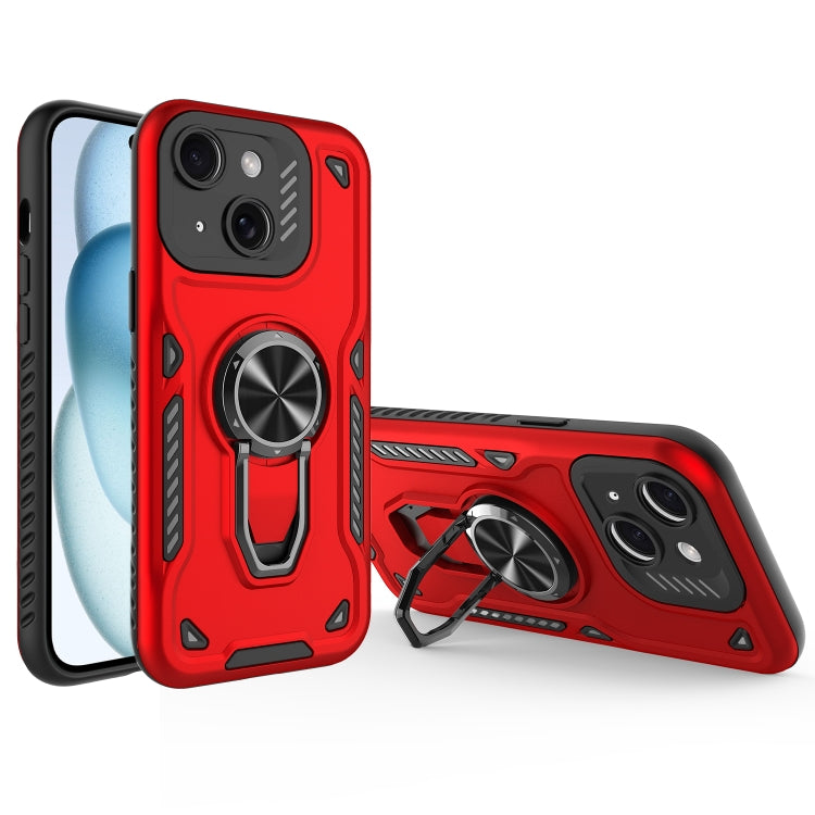 For iPhone 15 Metal Rotating Bracket TPU + PC Magnetic Phone Case