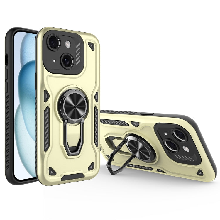 For iPhone 15 Metal Rotating Bracket TPU + PC Magnetic Phone Case
