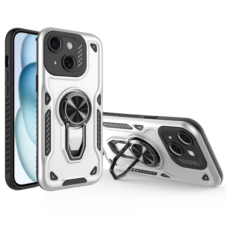 For iPhone 15 Metal Rotating Bracket TPU + PC Magnetic Phone Case