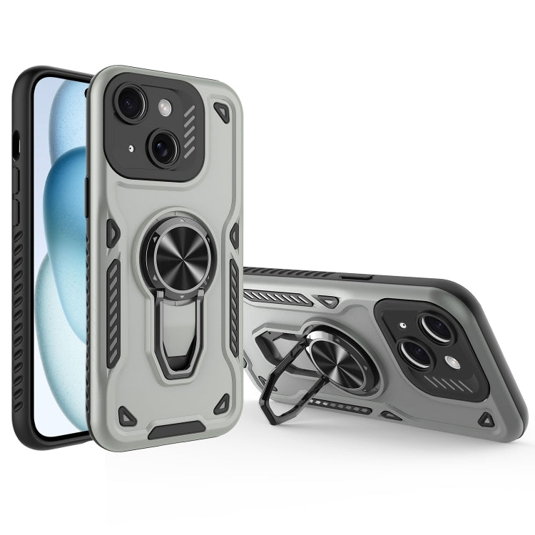 For iPhone 15 Metal Rotating Bracket TPU + PC Magnetic Phone Case