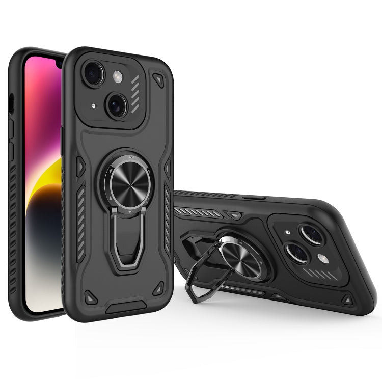 For iPhone 14 Metal Rotating Bracket TPU + PC Magnetic Phone Case