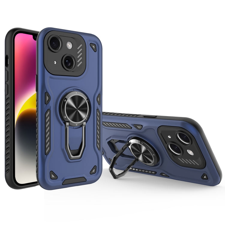 For iPhone 14 Metal Rotating Bracket TPU + PC Magnetic Phone Case