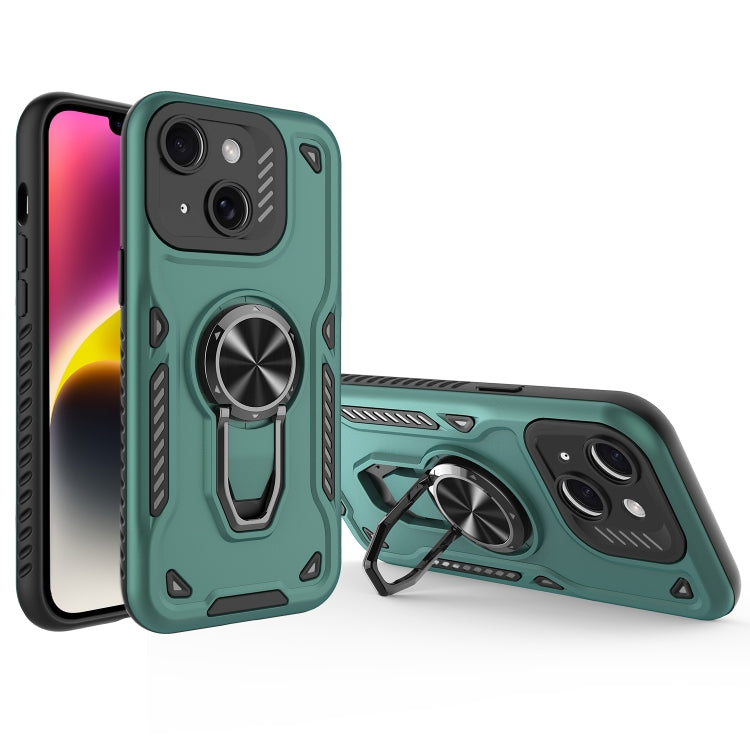 For iPhone 14 Metal Rotating Bracket TPU + PC Magnetic Phone Case