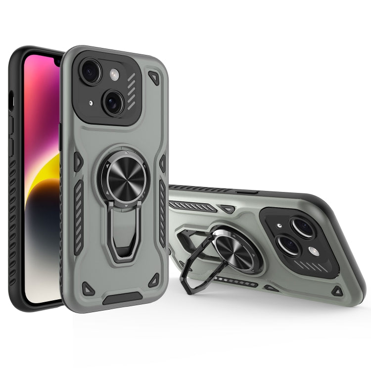 For iPhone 14 Metal Rotating Bracket TPU + PC Magnetic Phone Case