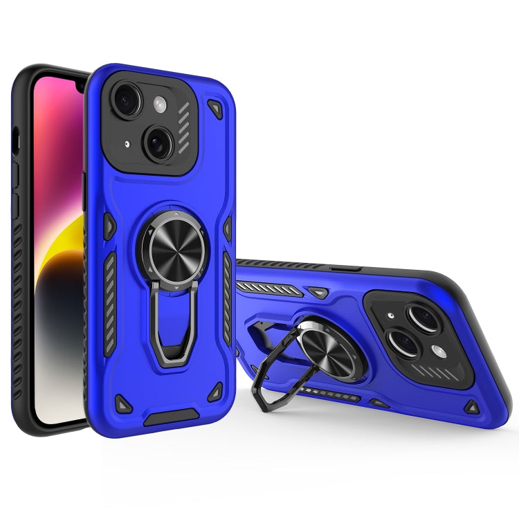 For iPhone 14 Metal Rotating Bracket TPU + PC Magnetic Phone Case