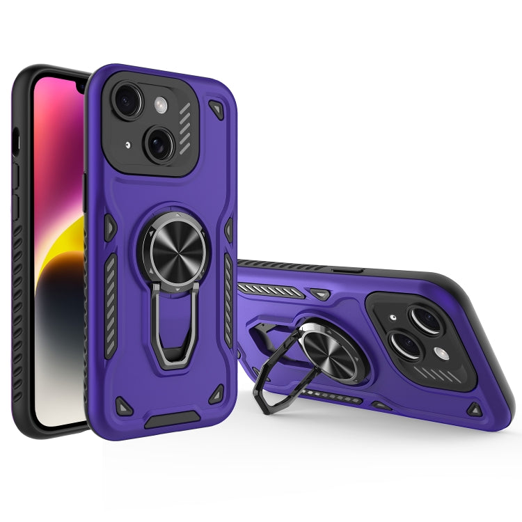 For iPhone 14 Metal Rotating Bracket TPU + PC Magnetic Phone Case