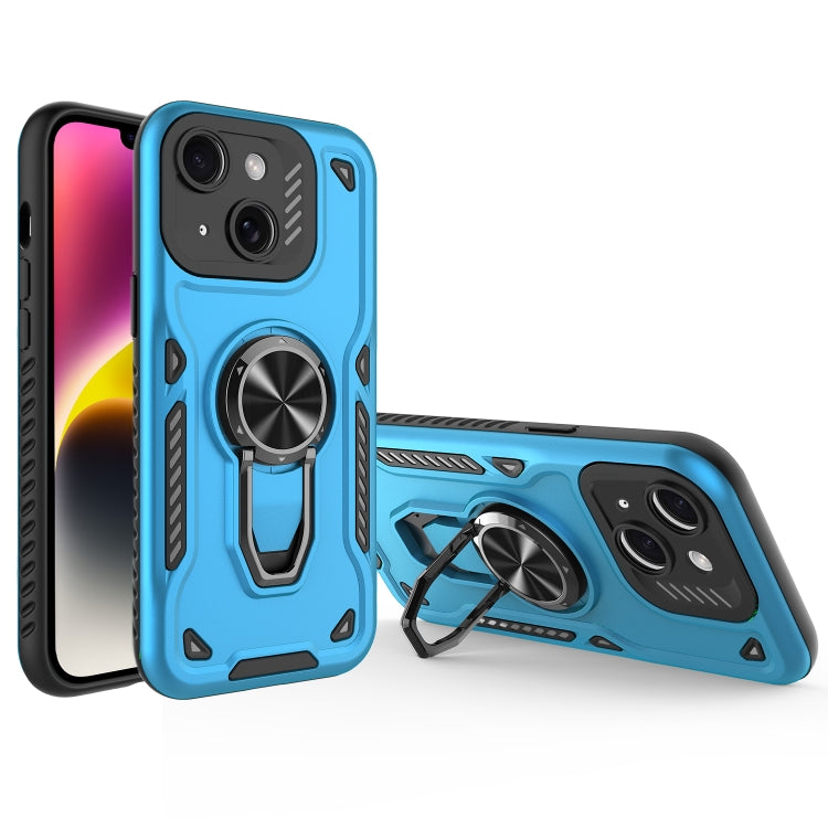 For iPhone 14 Metal Rotating Bracket TPU + PC Magnetic Phone Case