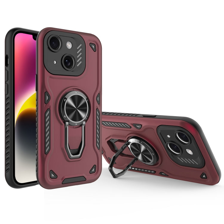 For iPhone 14 Metal Rotating Bracket TPU + PC Magnetic Phone Case