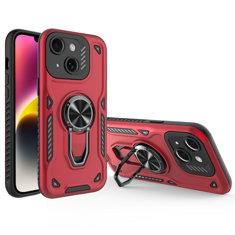 For iPhone 14 Metal Rotating Bracket TPU + PC Magnetic Phone Case