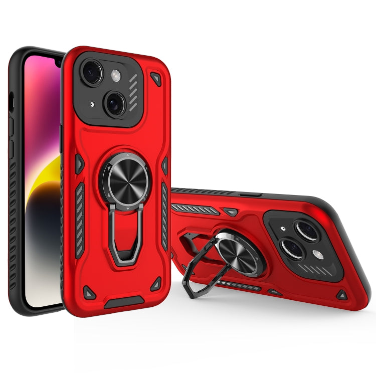 For iPhone 14 Metal Rotating Bracket TPU + PC Magnetic Phone Case