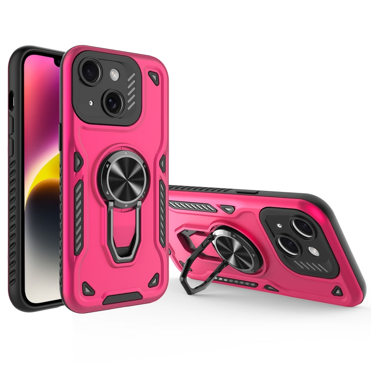 For iPhone 14 Metal Rotating Bracket TPU + PC Magnetic Phone Case