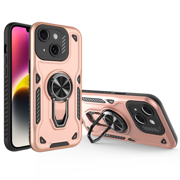 For iPhone 14 Metal Rotating Bracket TPU + PC Magnetic Phone Case