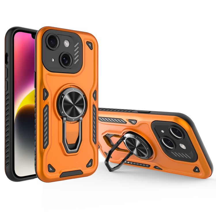 For iPhone 14 Metal Rotating Bracket TPU + PC Magnetic Phone Case