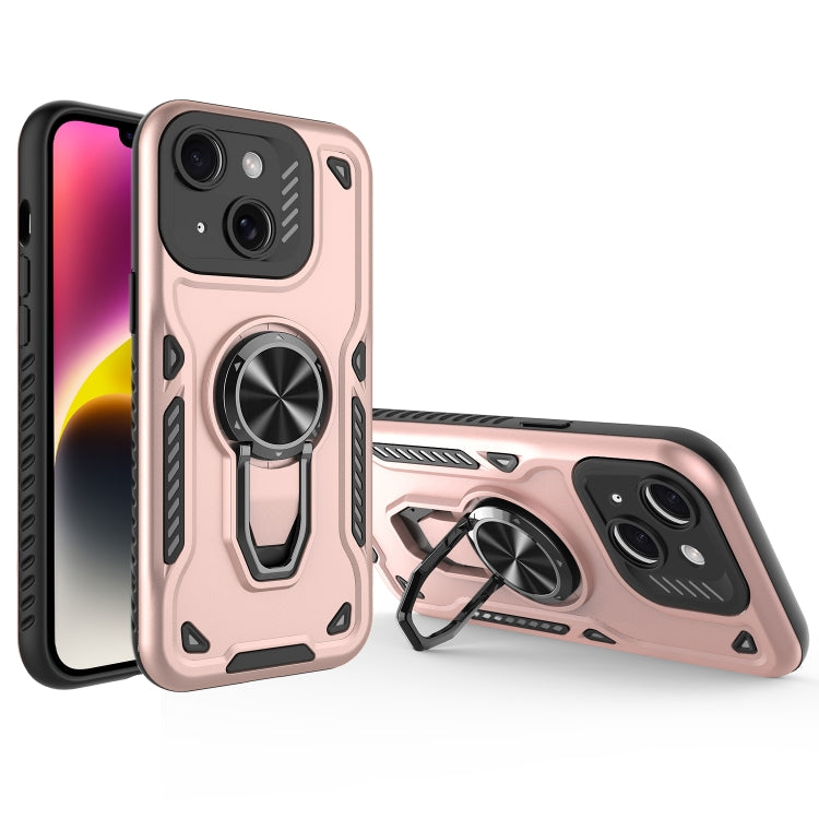 For iPhone 14 Metal Rotating Bracket TPU + PC Magnetic Phone Case