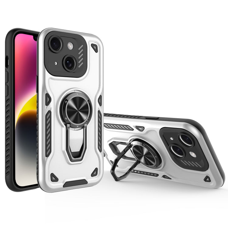 For iPhone 14 Metal Rotating Bracket TPU + PC Magnetic Phone Case