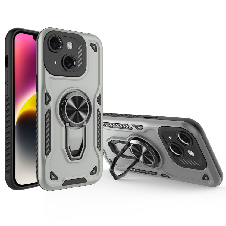 For iPhone 14 Metal Rotating Bracket TPU + PC Magnetic Phone Case