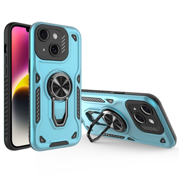 For iPhone 14 Metal Rotating Bracket TPU + PC Magnetic Phone Case