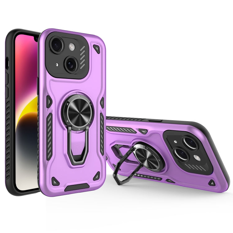 For iPhone 14 Metal Rotating Bracket TPU + PC Magnetic Phone Case