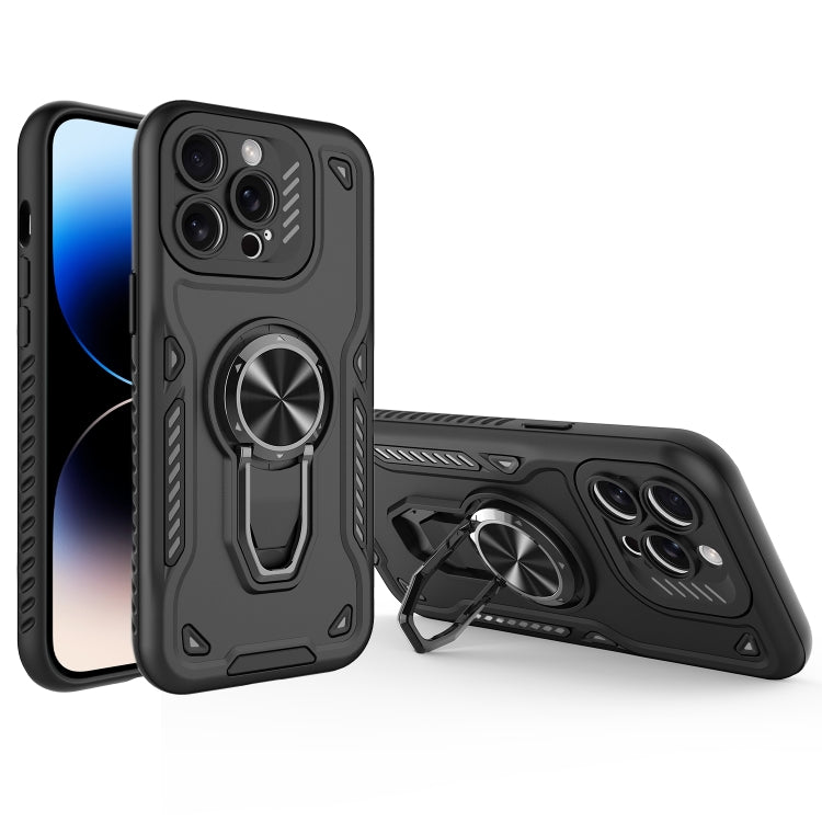 For iPhone 14 Pro Metal Rotating Bracket TPU + PC Magnetic Phone Case